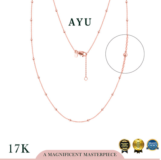 AYU Kalung Emas - Spaced Mini Boba Necklace 17k Rose Gold