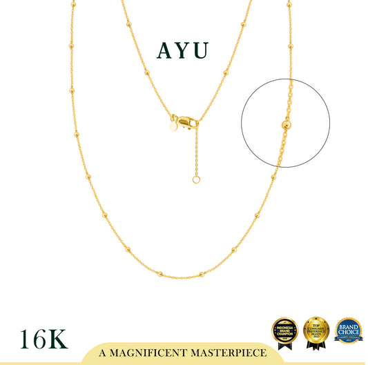 AYU Kalung Emas - Spaced Mini Boba Necklace 16k Yellow Gold
