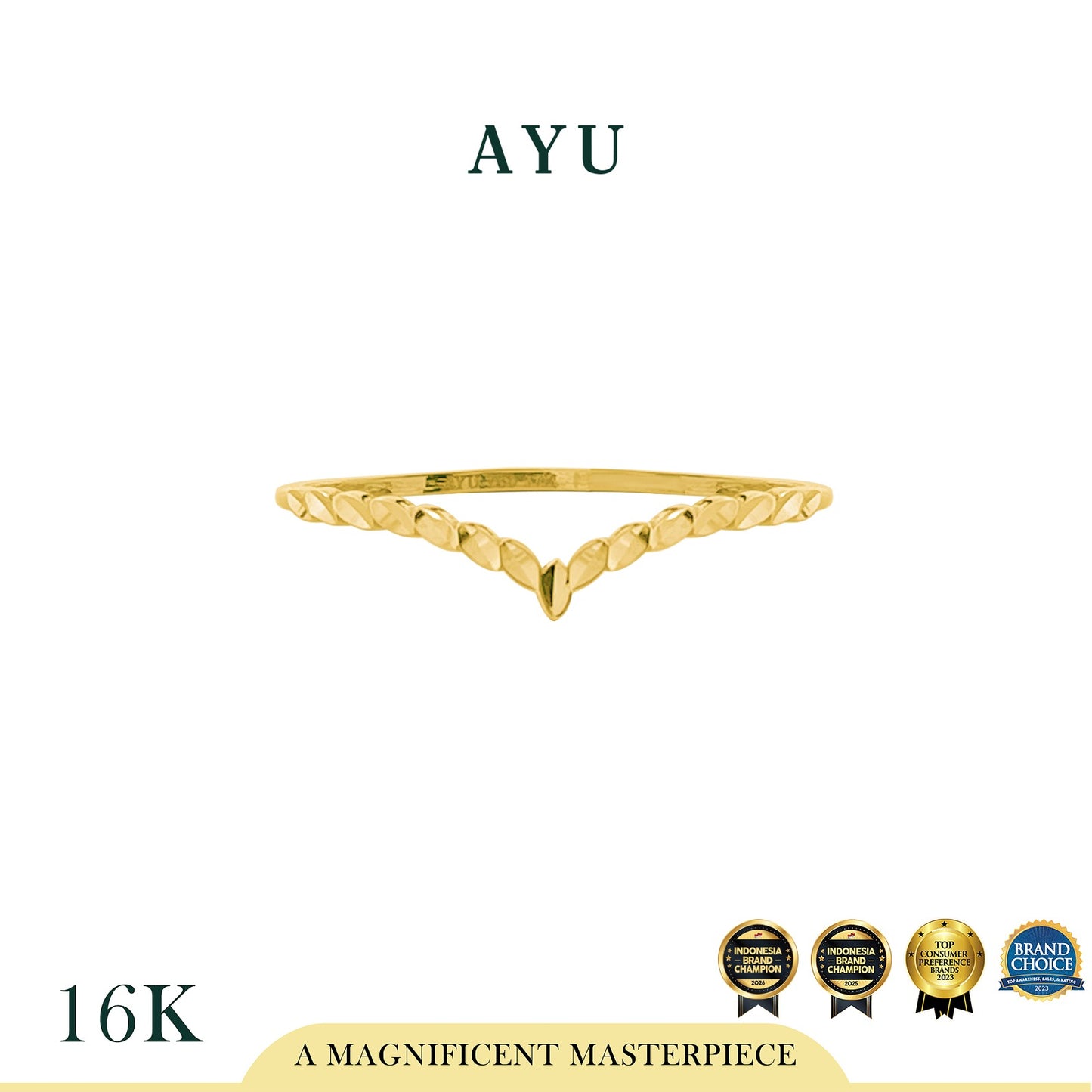 AYU Cincin Emas - Angel Vine Chevron Bling Ring 16k Yellow Gold