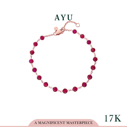 AYU Gelang Emas - Full Beads Bracelet 17k Rose Gold