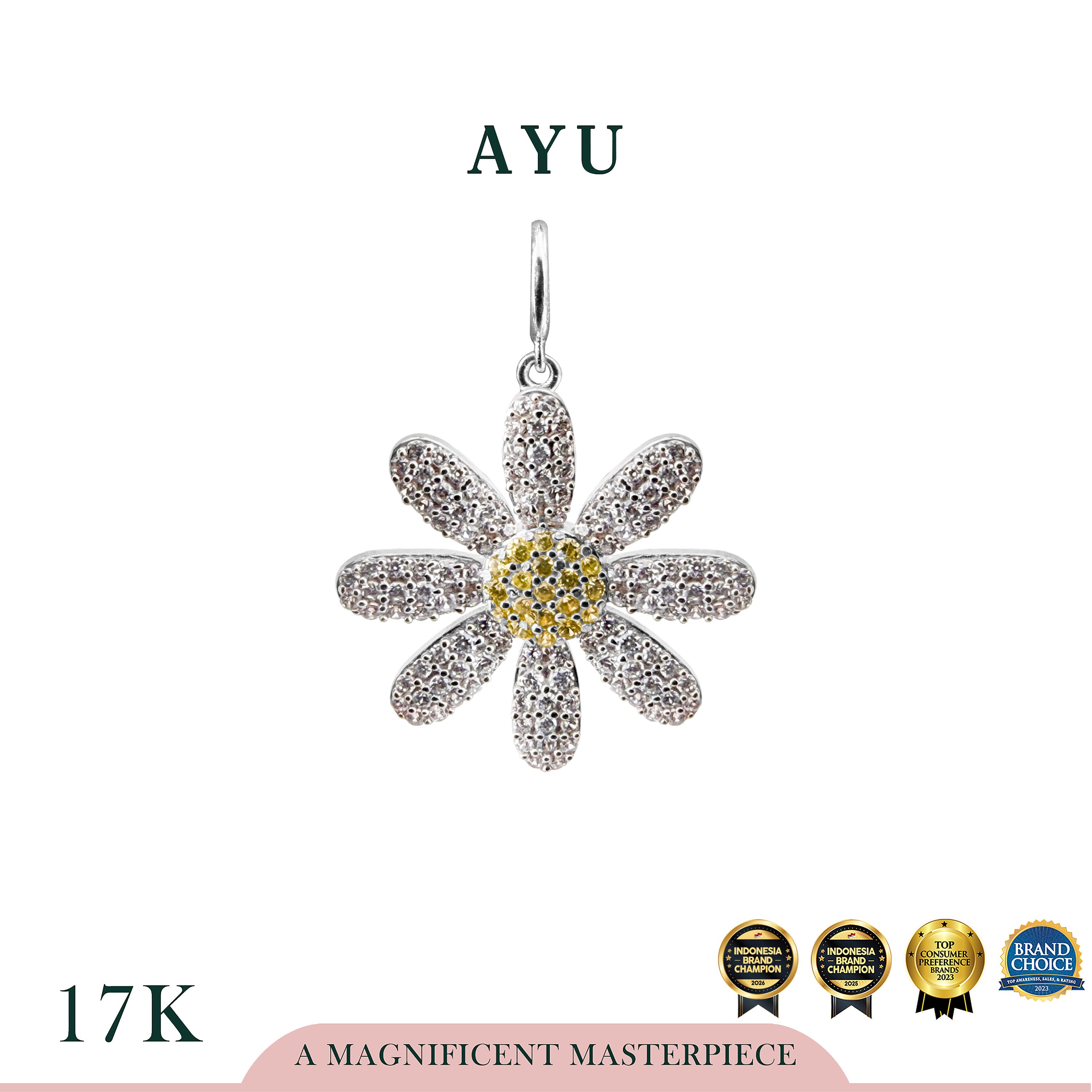 AYU Liontin Emas - Blooming G Daisy Pendant 17k White Gold