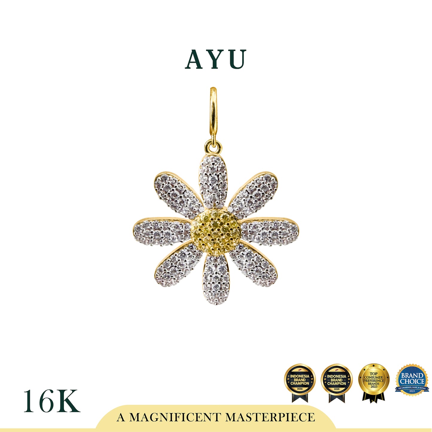 AYU Liontin Emas - Blooming G Daisy Pendant 16k Yellow Gold