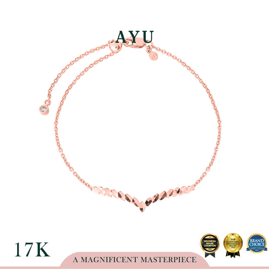 AYU Gelang Emas - Angel Vine Chevron Bling Adjustable Bracelet 17k Rose Gold