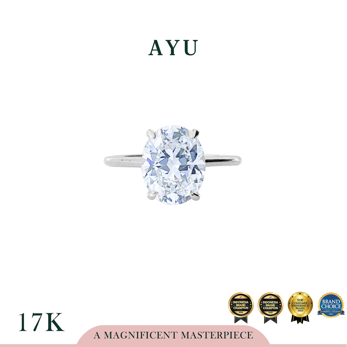 The AYU Djudju Solitaire Ring 17k White Gold