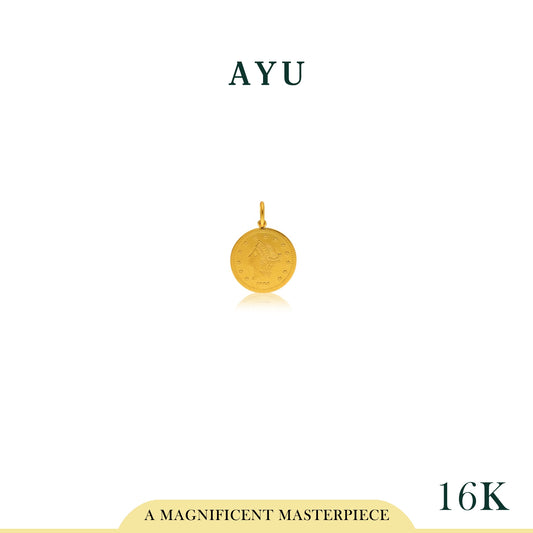 AYU Dollar Coin Pendant 16K Yellow Gold