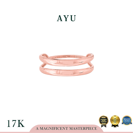 AYU Cincin Emas - Double Gold Stack Ring 17k Rose Gold
