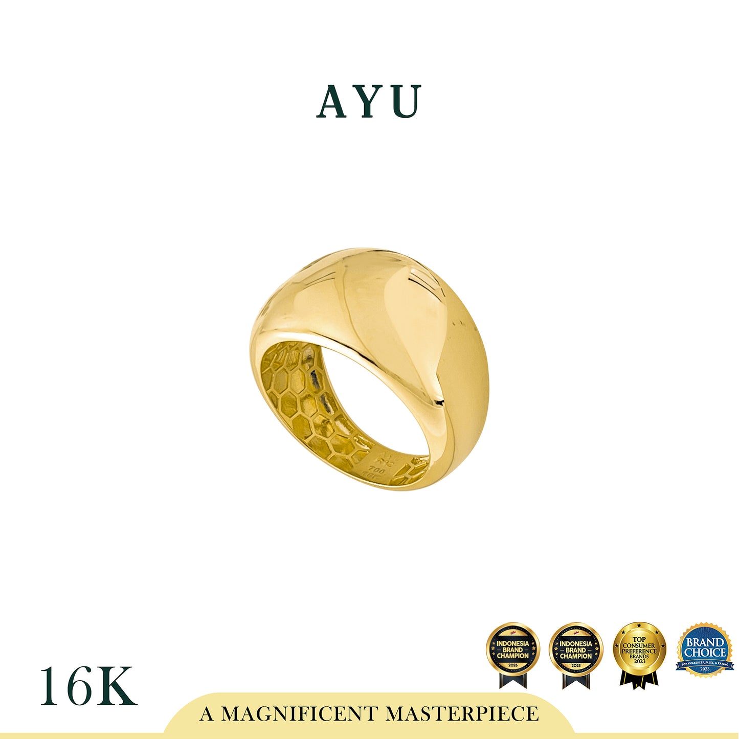 AYU Cincin Emas - Medium Golden Globe 16k Yellow Gold