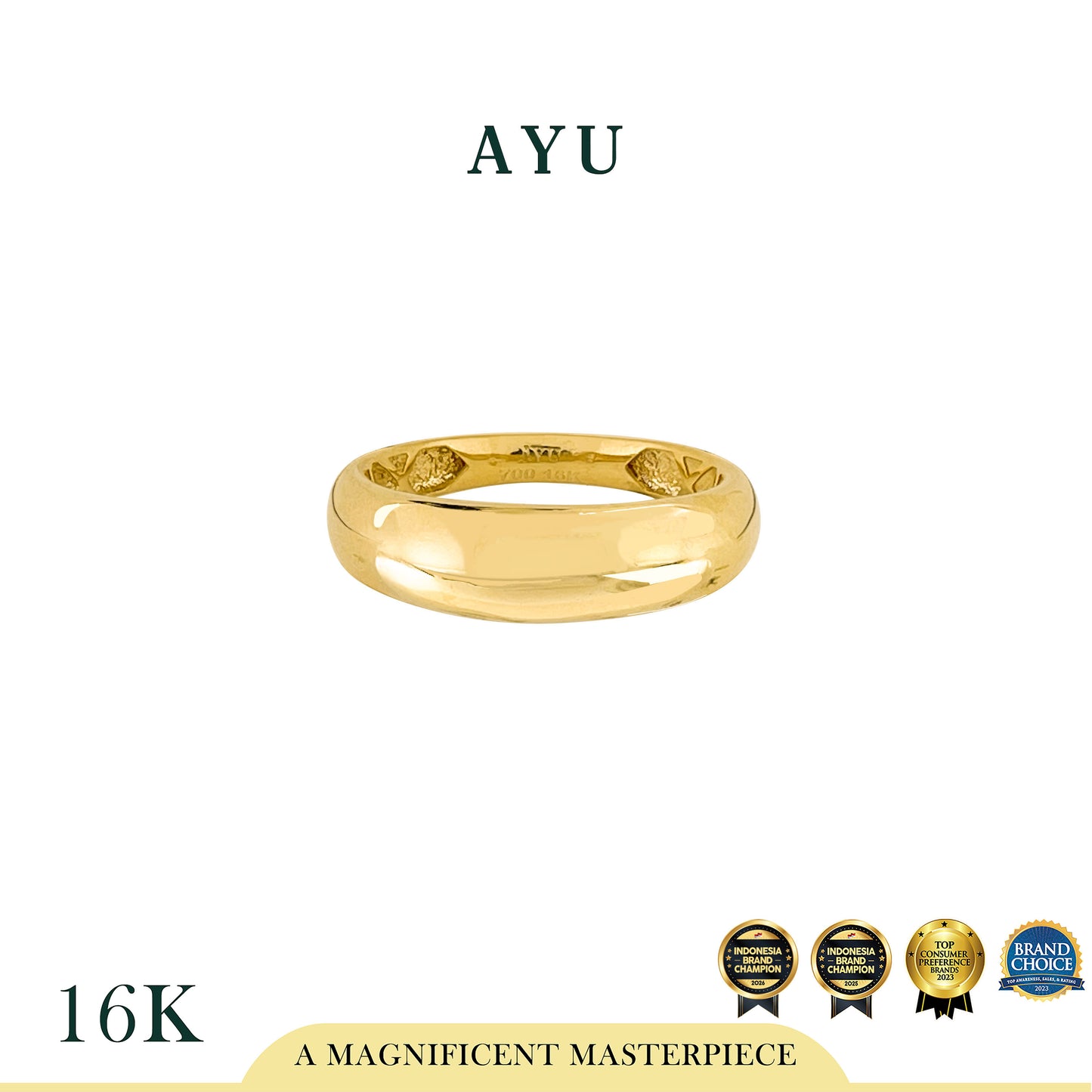 AYU Cincin Emas - Golden Globe Ring 16k Yellow Gold