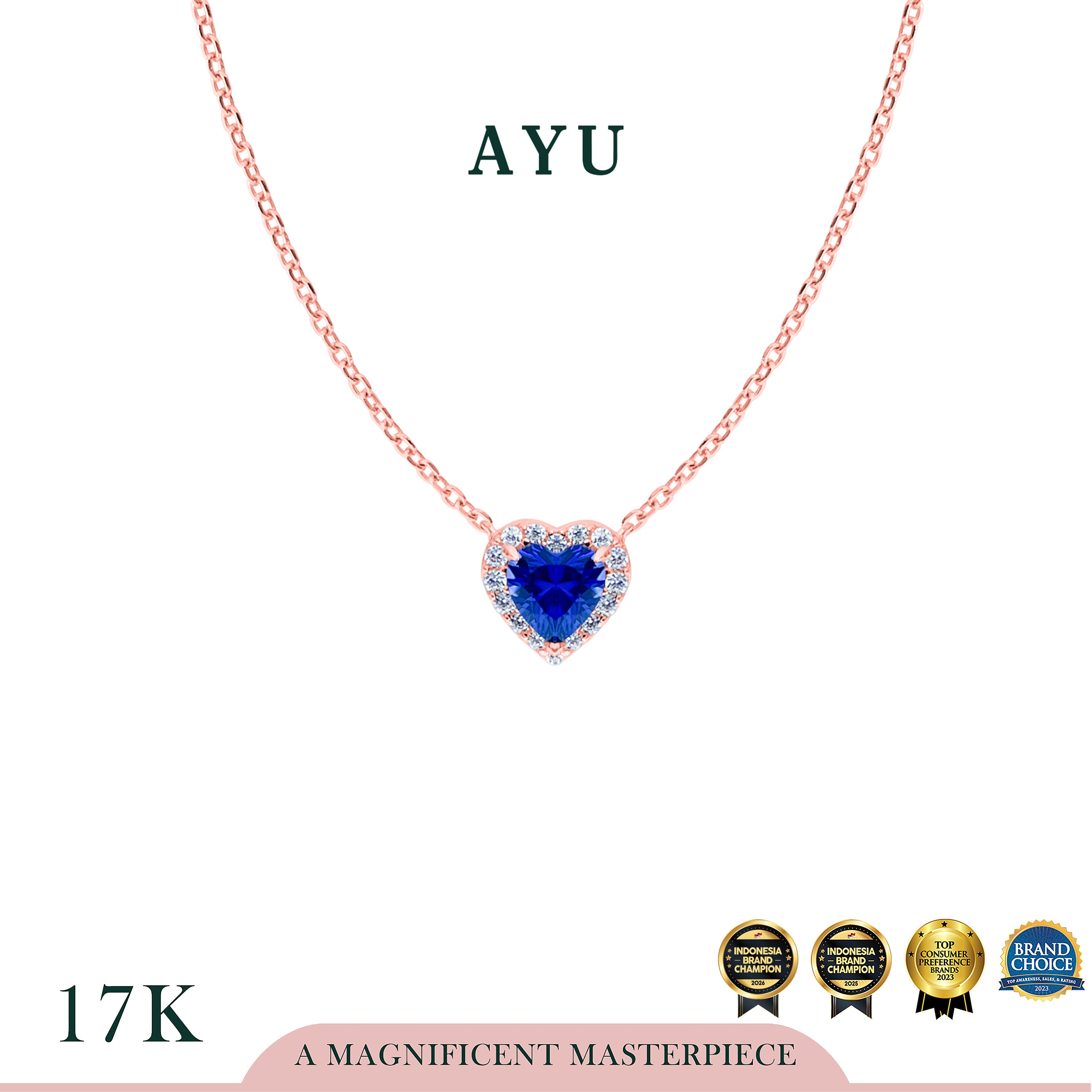 AYU Kalung Emas - Love Is Beautiful Chain Necklace 17k Rose Gold
