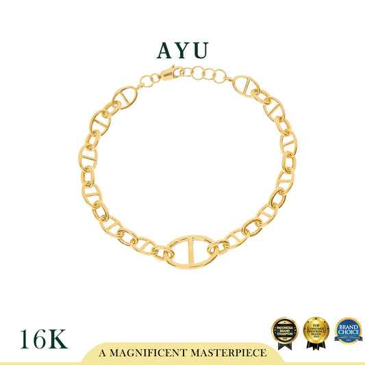 AYU Gelang Emas - Oval Link Bracelet 16k Yellow Gold