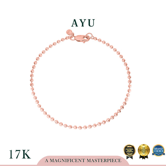 AYU Gelang Emas - Pepper Beads Chain Bracelet 17k Rose Gold