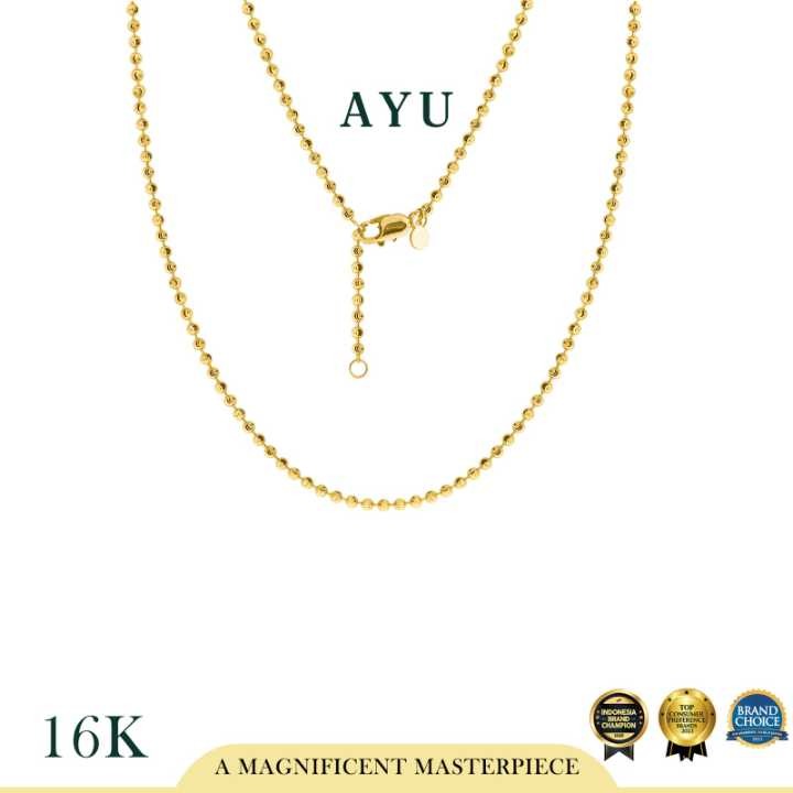 AYU Kalung Emas - Pepper Beads Chain Necklace 16k Yellow Gold
