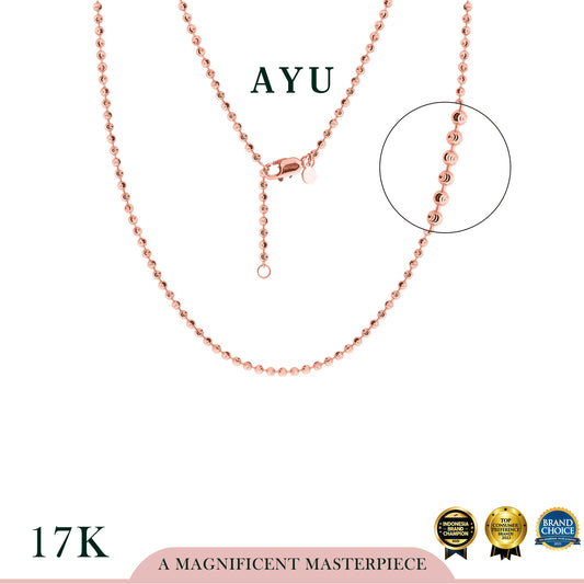 AYU Kalung Emas - Pepper Beads Chain Necklace 17k Rose Gold