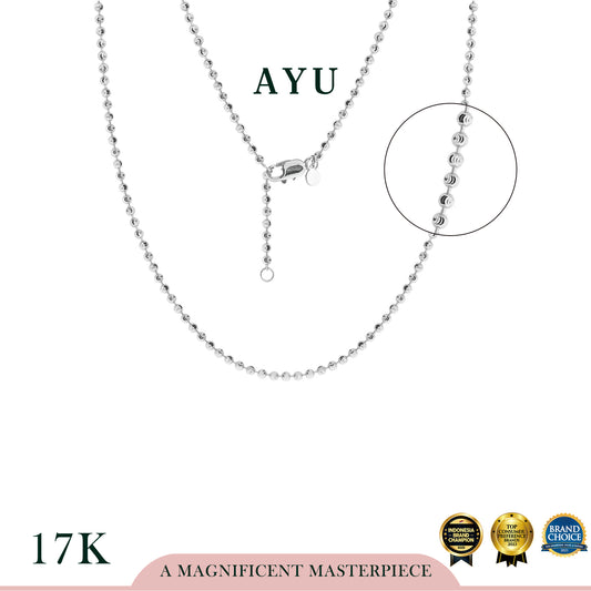 AYU Kalung Emas - Pepper Beads Chain Necklace 17k White Gold
