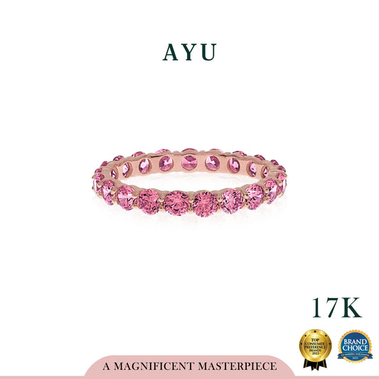 AYU Cincin Emas - Round Eternity Ring Pastel Pink 17K Rose Gold