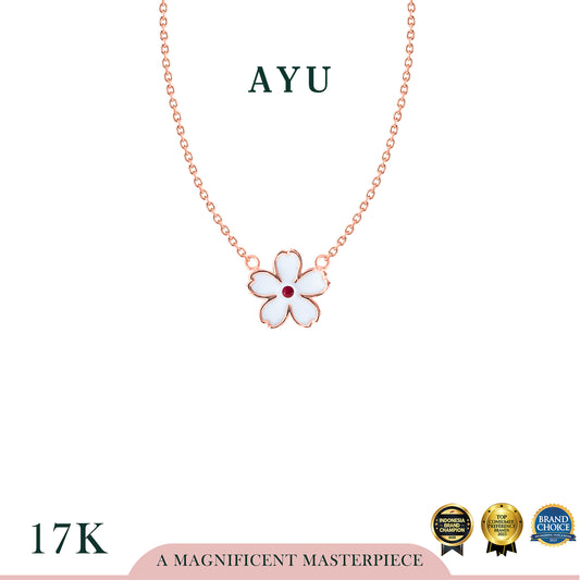 AYU Kalung Emas - Kawaii Sakura Chain Necklace 17k Rose Gold