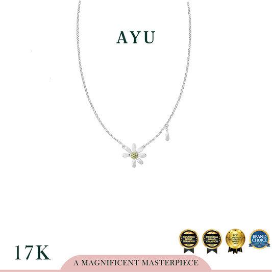 AYU Kalung Emas - Small Golden G Daisy Chain Necklace 17k White Gold