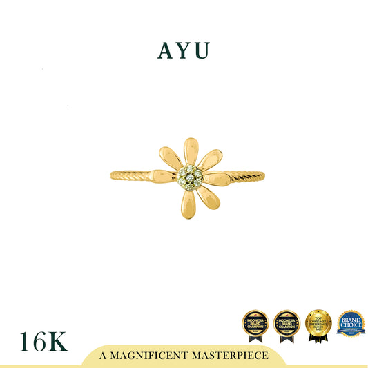 AYU Cincin Emas - Small Golden G Daisy Twist Ring 16k Yellow Gold