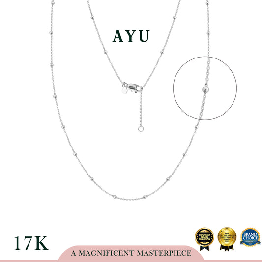 AYU Kalung Emas - Spaced Mini Boba Necklace 17k White Gold