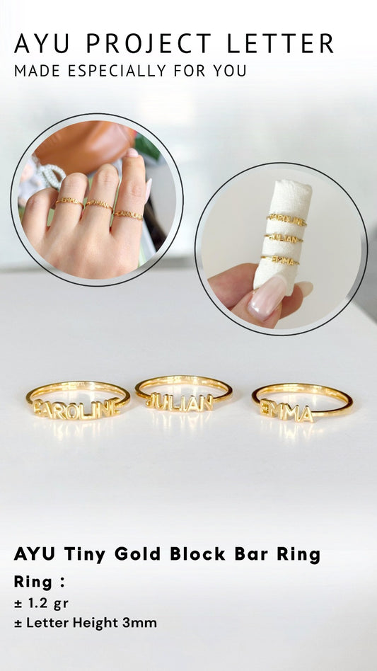 Custom Order PL AYU Tiny gold block bar ring ( Early ) 16k yellow gold R.12