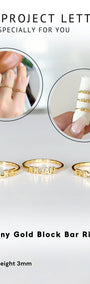 Custom Order PL AYU Tiny Gold Block Bar Ring( KEISHA) 17K Yellow Gold R.9