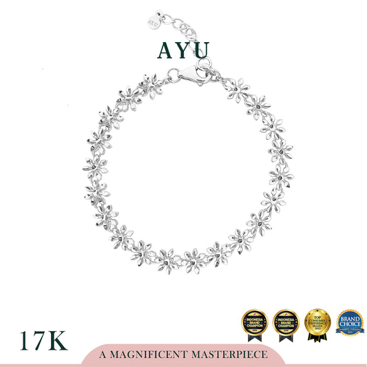 AYU Gelang Emas - Twinkle Snowflake Eternity Bracelet 17k White Gold