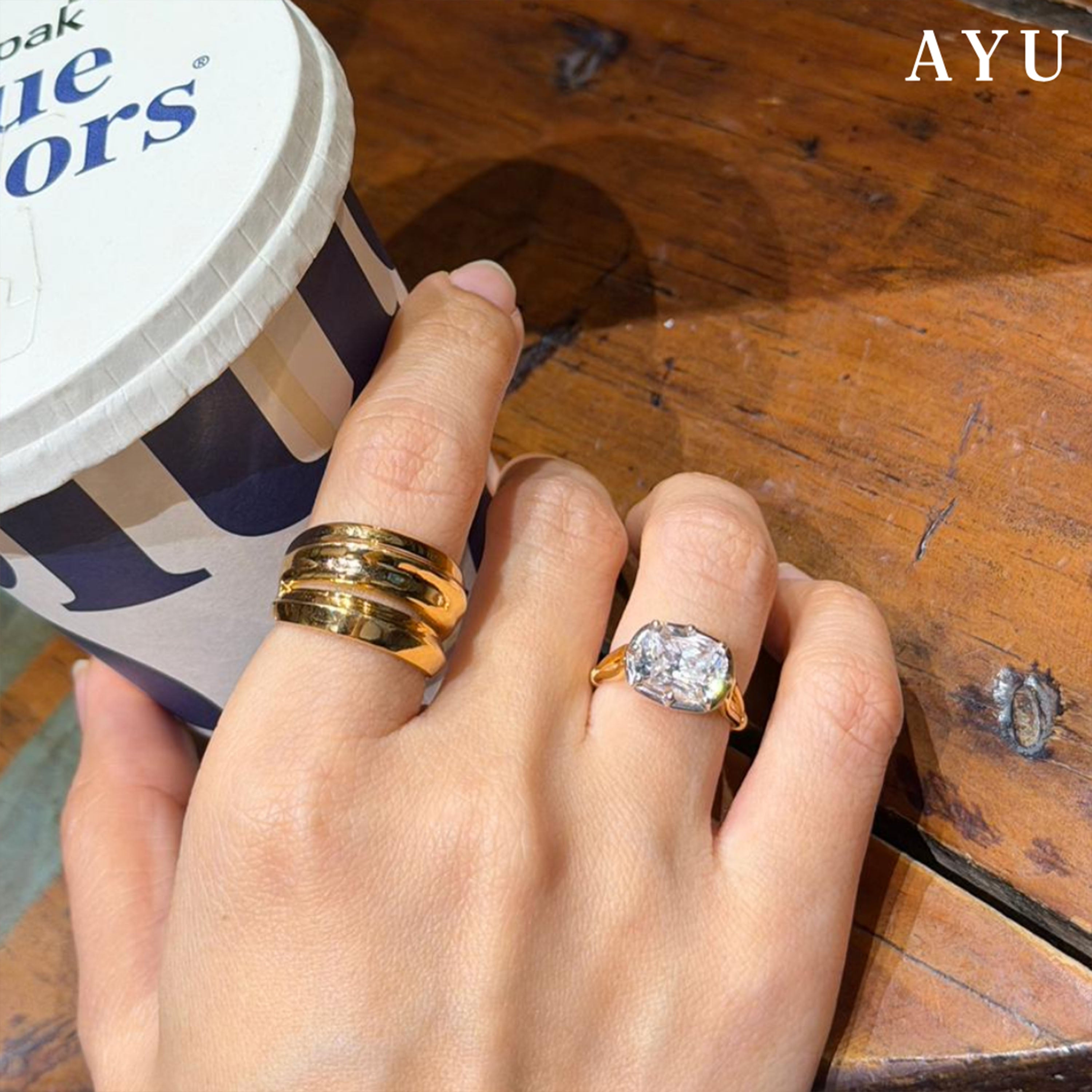 The AYU Georgian Setting In Cushion Solitaire 16k Yellow Gold
