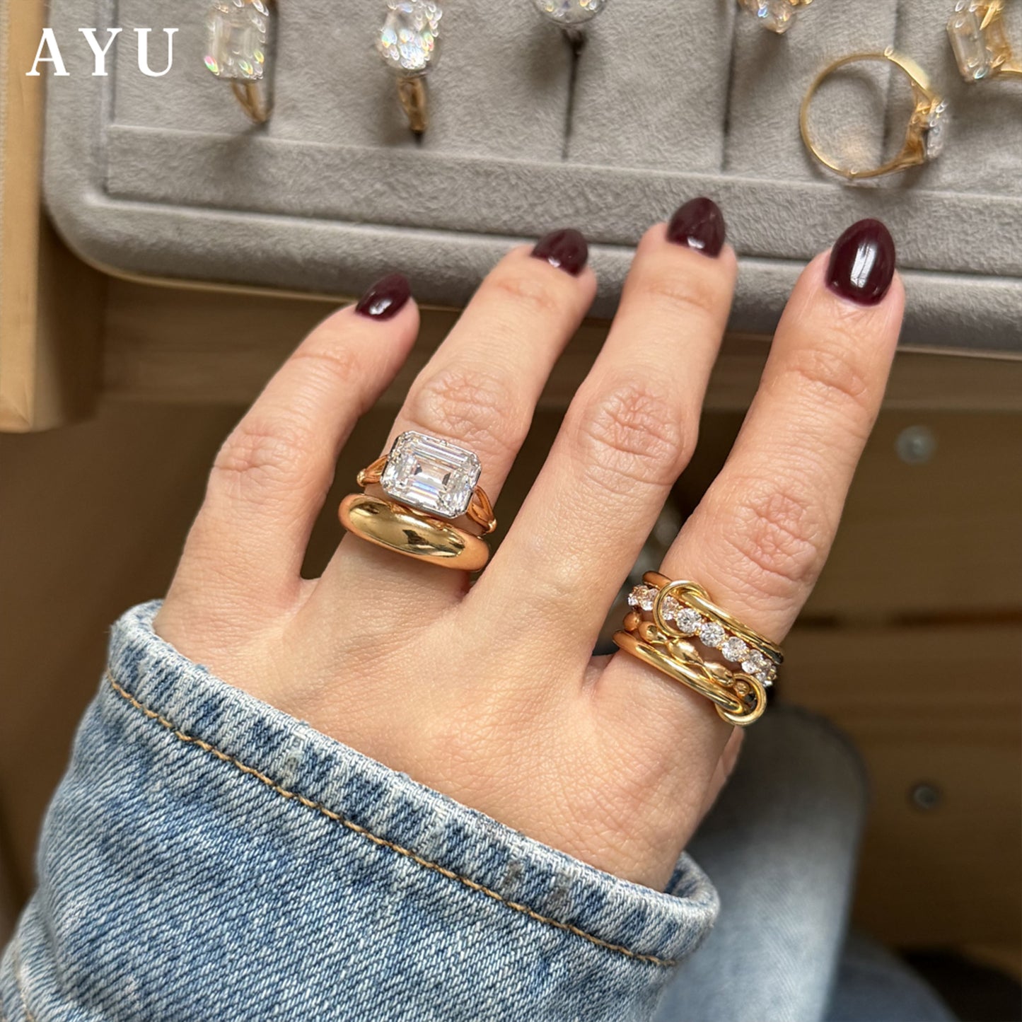 The AYU Georgian Setting In Emerald Solitaire 16k Yellow Gold