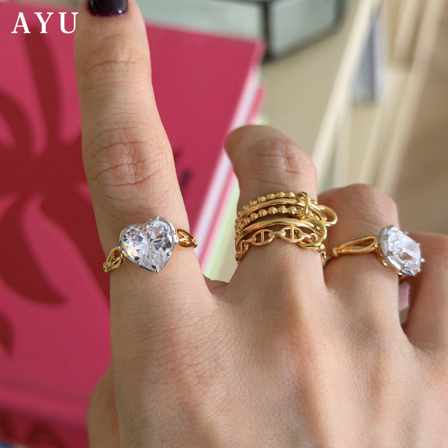 The AYU Georgian Setting In Heart Solitaire 16k Yellow Gold