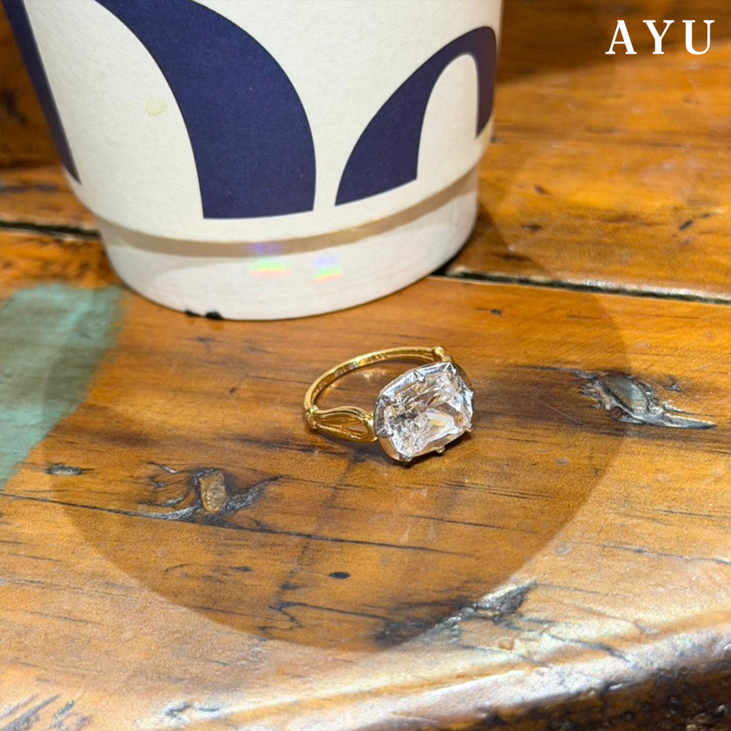 The AYU Georgian Setting In Cushion Solitaire 16k Yellow Gold