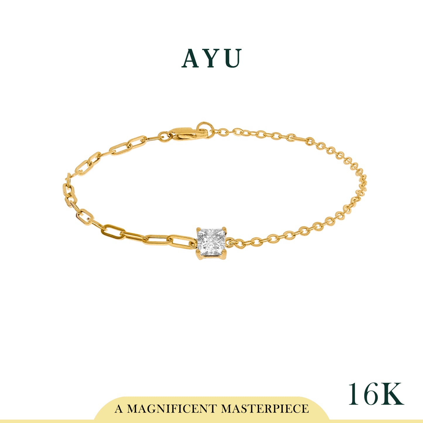 AYU Undecided Bracelet With Princess Solitaire 16k Yellow Gold