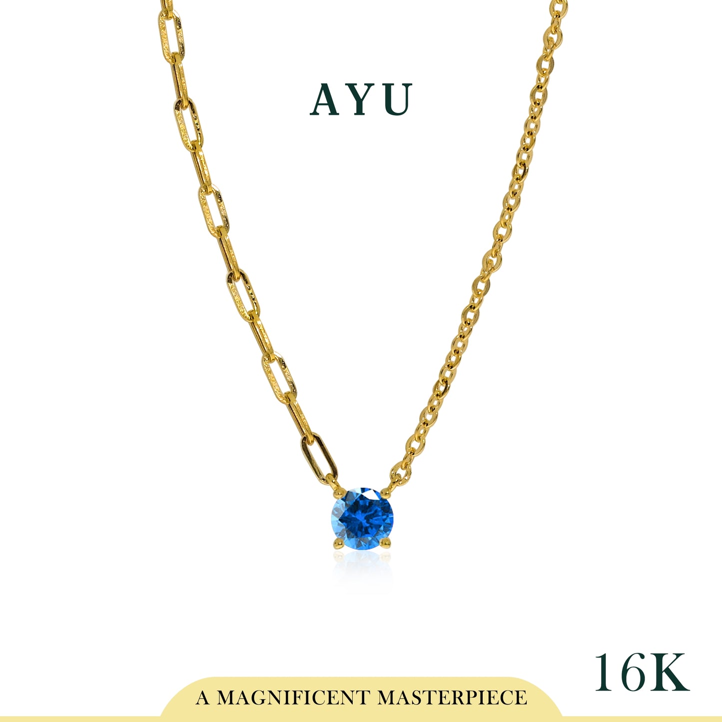 AYU Undecided Necklace With Round Solitaire 16k Yellow Gold