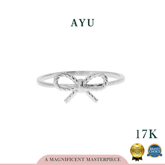 AYU Cincin Emas - Twist Ribbon Ring 17K White Gold