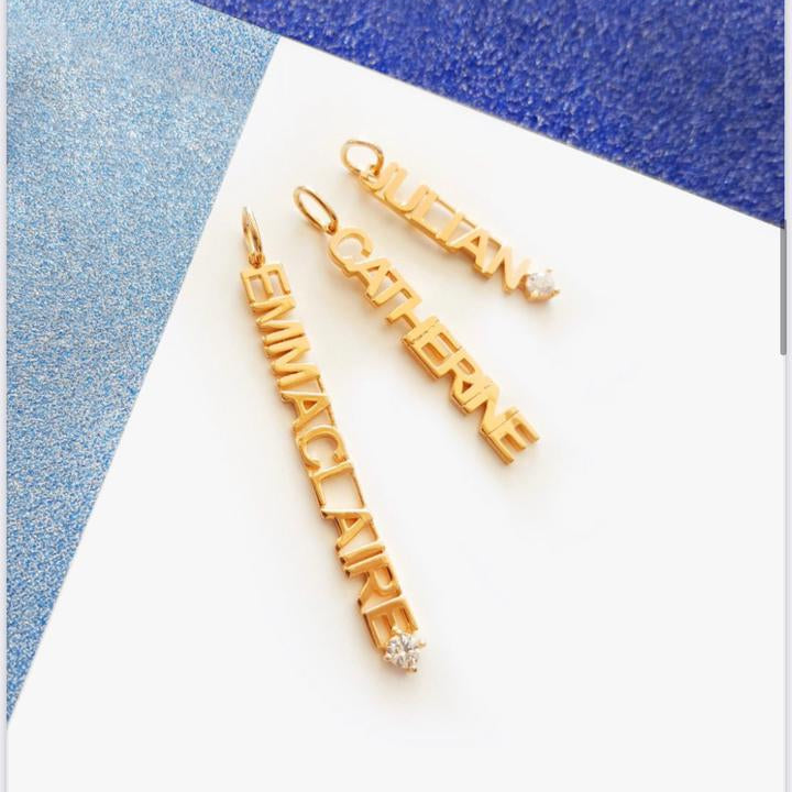 Custom Order PL Mini AYU Gold Block Vertical Pendant ( NAY) 17k Rose Gold