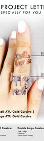 Custom Order PL Double Small AYU Gold Cursive Ring ( Sky Sea ) 8k White Gold R.17