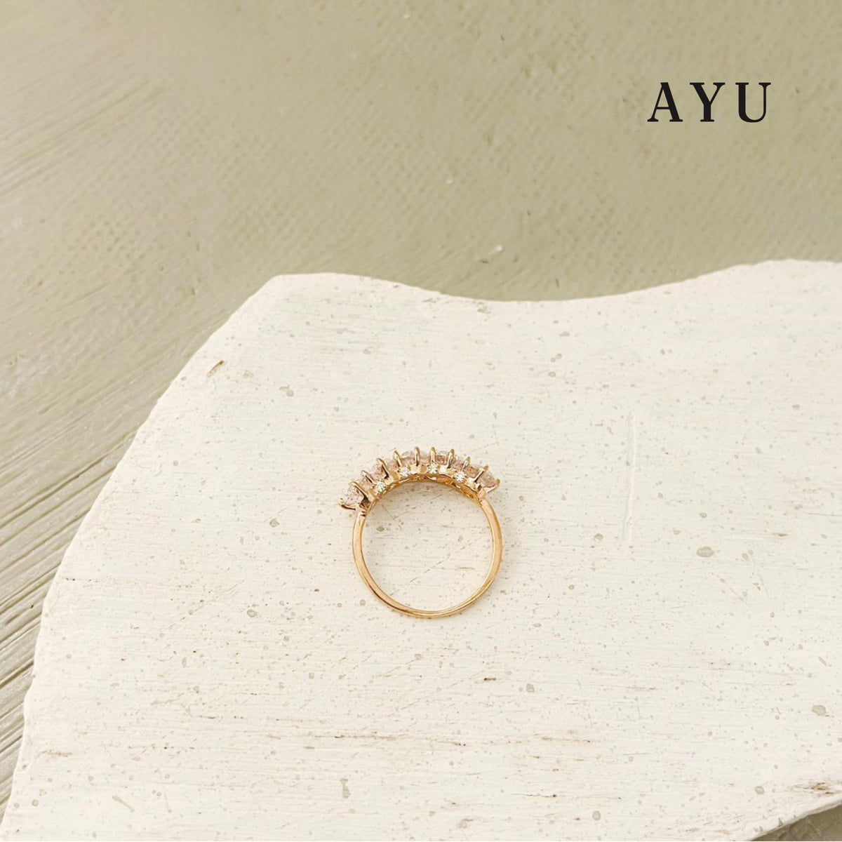 AYU Cincin Emas - 5 Claw Stones With Thin Ring 17k Rose Gold