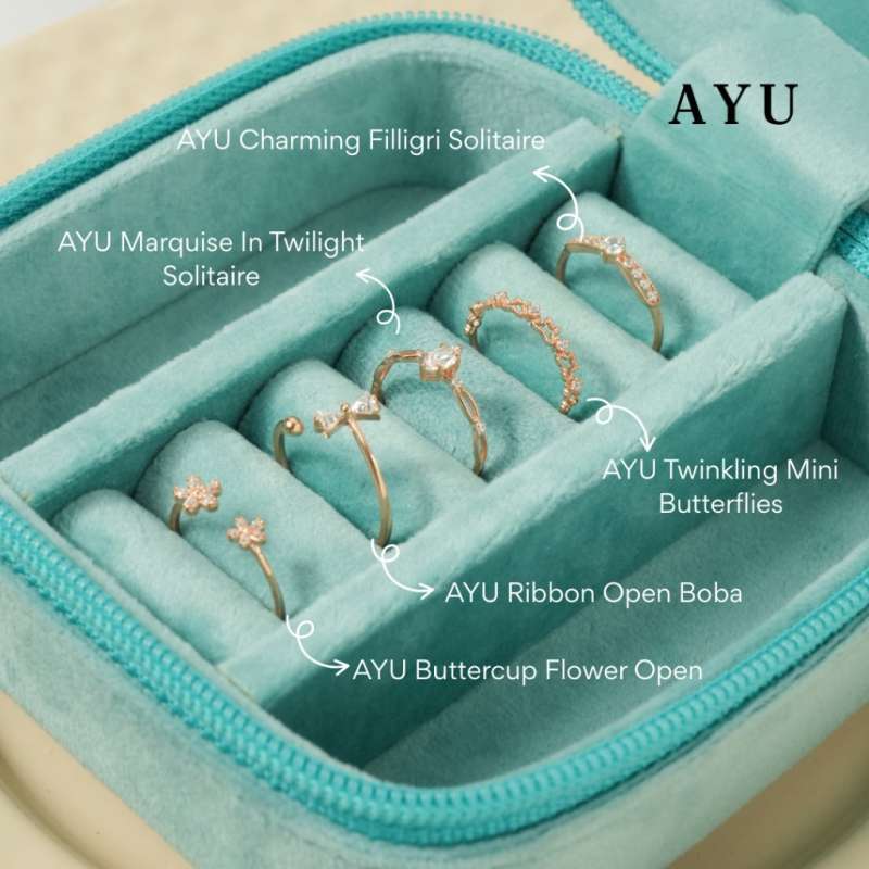 AYU Cincin Emas-Twinkling Mini Butterflies Ring 16k Yellow Gold