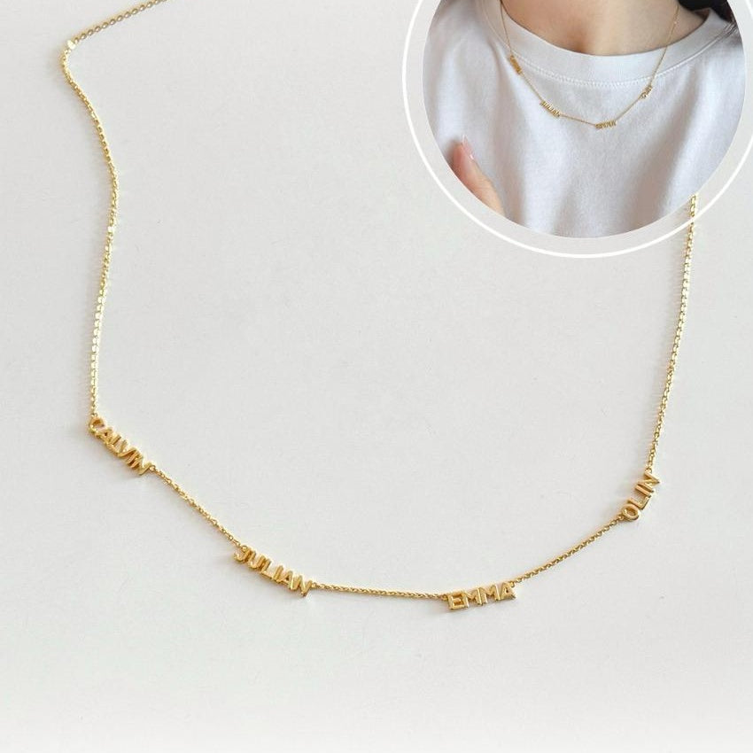 Custom Order PL AYU Tiny Gold Block Bar With Petite Trixie Chain Necklace ( Bening Arini ) 8k Yellow Gold 40cm