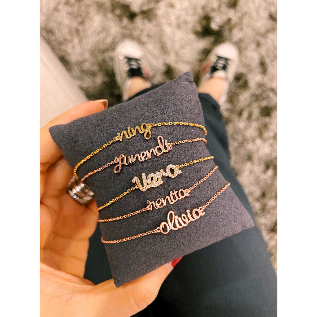 Custom Order PL AYU Gold Cursive Bracelet ( Raynar ) 8K Yellow Gold 16-18cm