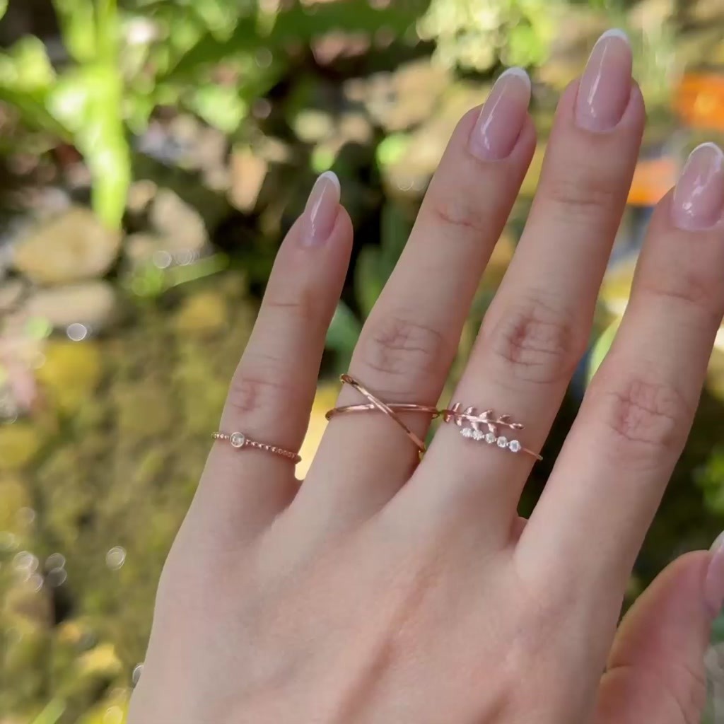 AYU Angel Vine And Single Prong Wrap Ring 17k Rose Gold