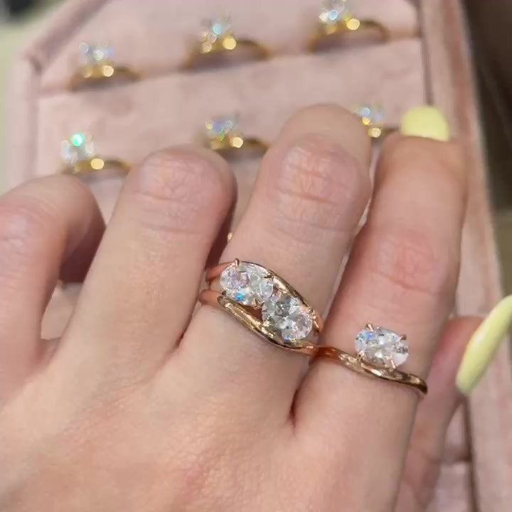 AYU Cincin Emas - Floating Oval Ring 17k White Gold
