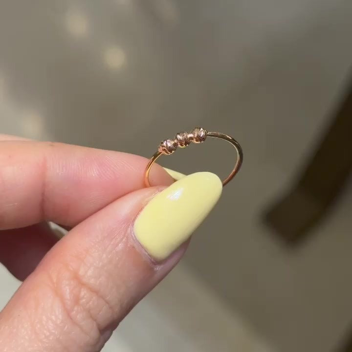 AYU Cincin Emas - 3 Bling Boba On Benang Ring 16k Yellow Gold