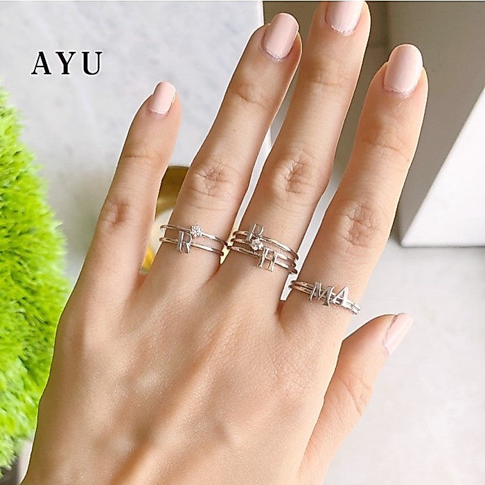 AYU Cincin Emas - Initial Gold Ring 16k Yellow Gold