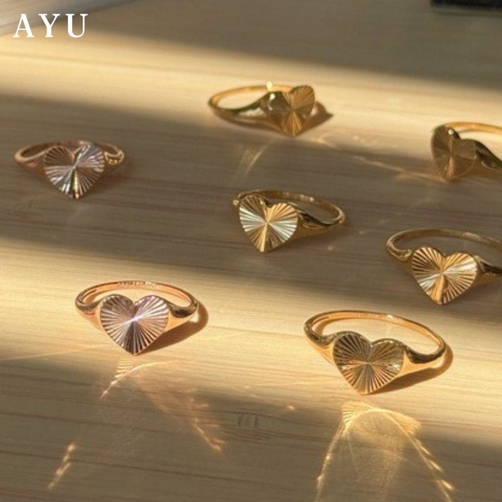 AYU Cincin Emas - Heart Bling Signet Ring 17k White Gold