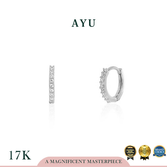 AYU Anting Emas Jepit - Pave Doughnut Earrings 17K White Gold