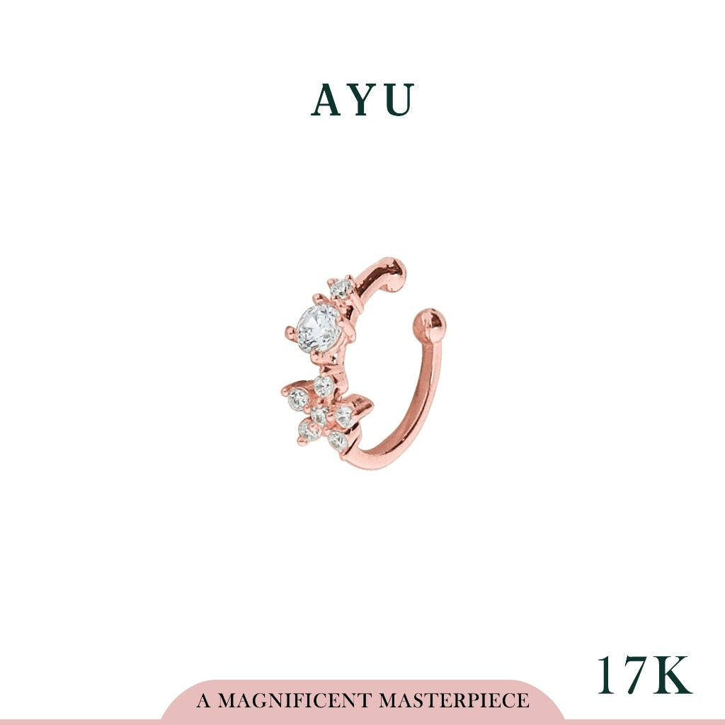 AYU Anting Emas - Garden Party Flower Earcuff 17k Rose Gold