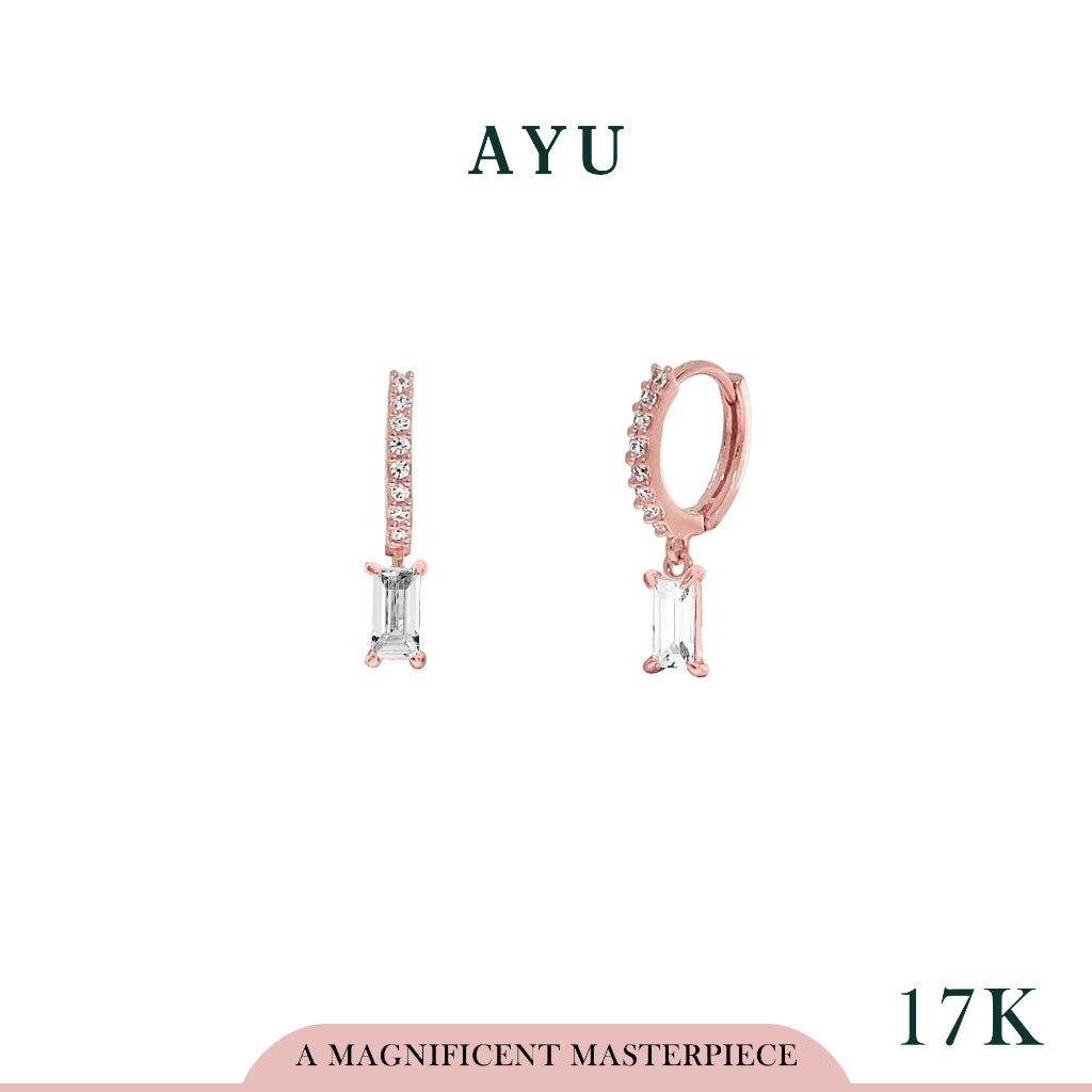 AYU Pave Doughnut With Baguette Earrings 17k Rose Gold