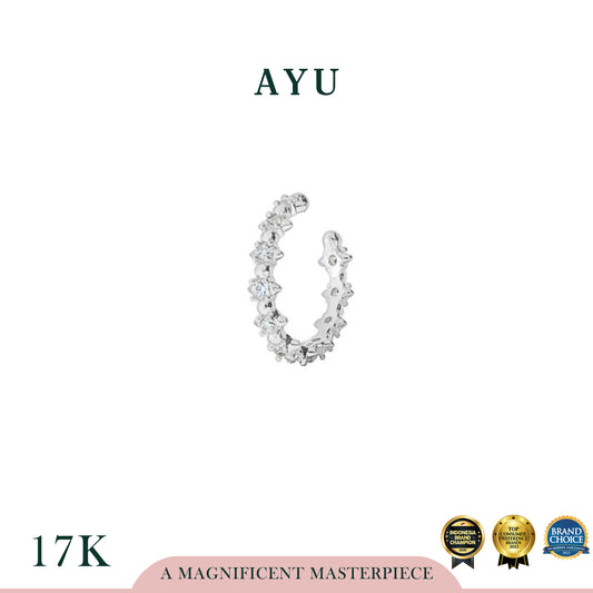 AYU Anting Emas - Pave Mini Studs Earcuff 17k White Gold