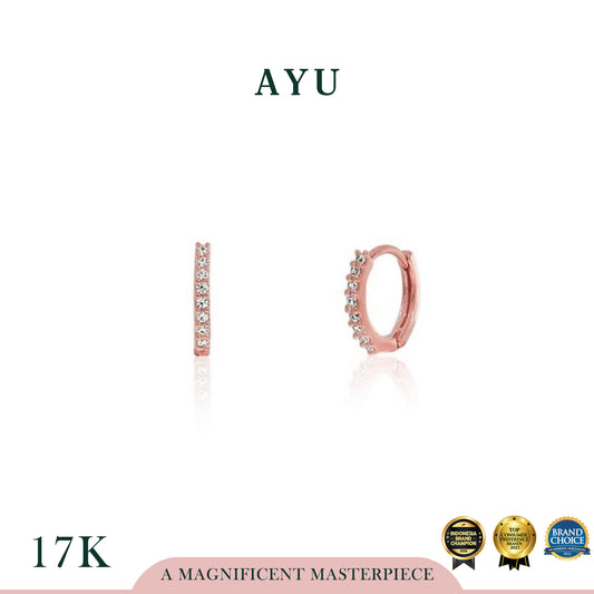 AYU Anting Emas Jepit - Pave Doughnut Earrings 17K Rose Gold
