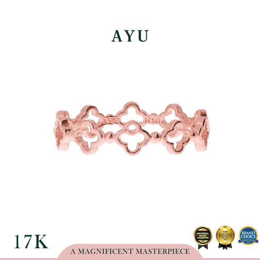 Ayu Cincin Emas - Golden Line Clover Stack 17k Rose Gold